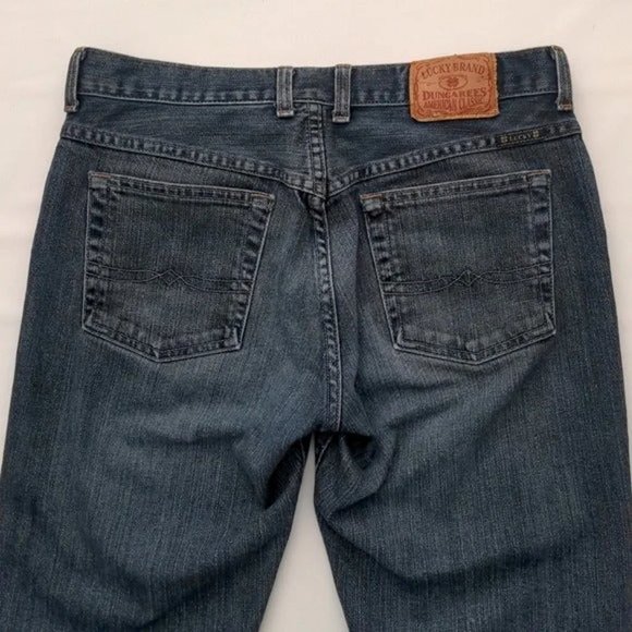 Lucky Brand Dungarees Button Fly Flare Denim Jeans Y2K Retro Vibes size 28/6 - Picture 7 of 10